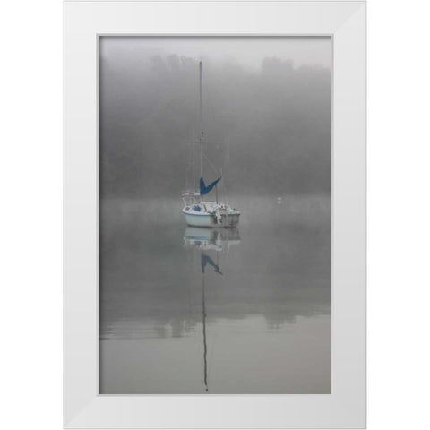 Blue Sail White Modern Wood Framed Art Print by Putman, Tammy