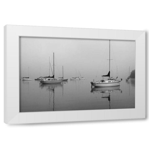 Across the Lake White Modern Wood Framed Art Print by Putman, Tammy