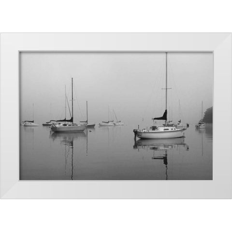 Across the Lake White Modern Wood Framed Art Print by Putman, Tammy