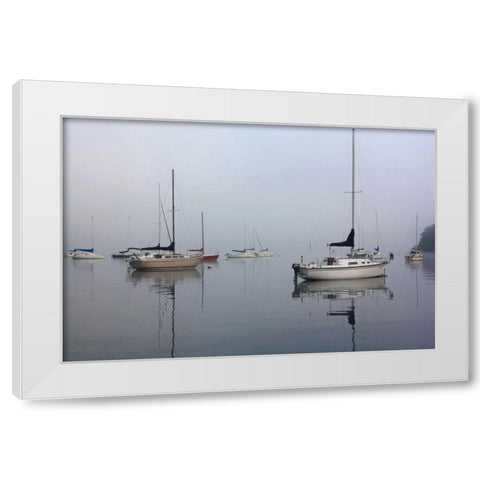 Across the Lake White Modern Wood Framed Art Print by Putman, Tammy