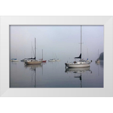 Across the Lake White Modern Wood Framed Art Print by Putman, Tammy