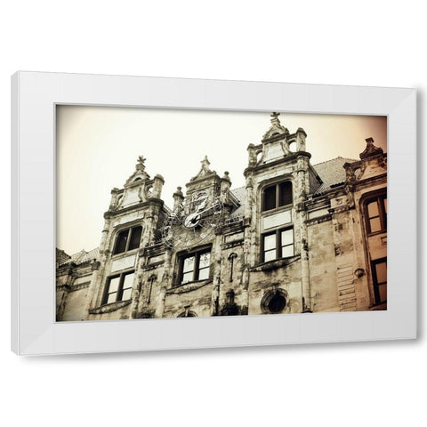 The Clock White Modern Wood Framed Art Print by Putman, Tammy