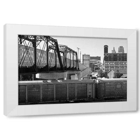 Bridge over the Train White Modern Wood Framed Art Print by Putman, Tammy