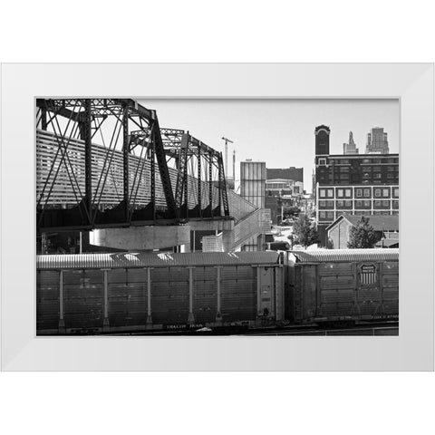 Bridge over the Train White Modern Wood Framed Art Print by Putman, Tammy