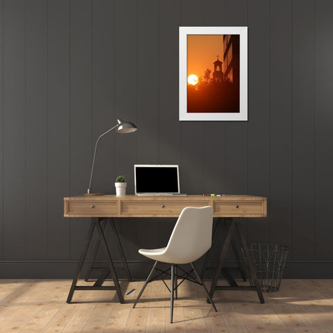 Sunrise Cross White Modern Wood Framed Art Print by Putman, Tammy