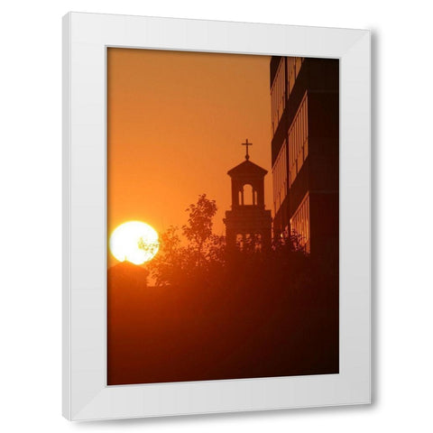 Sunrise Cross White Modern Wood Framed Art Print by Putman, Tammy