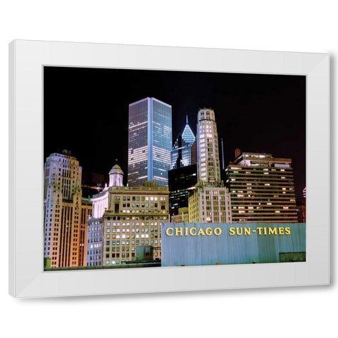 Chicago at Night I White Modern Wood Framed Art Print by Stefko, Bob