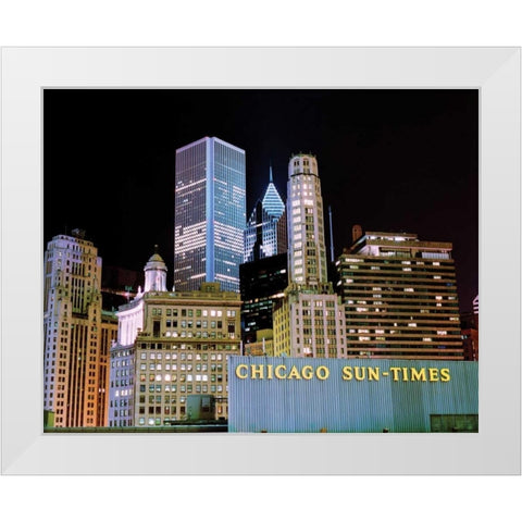 Chicago at Night I White Modern Wood Framed Art Print by Stefko, Bob