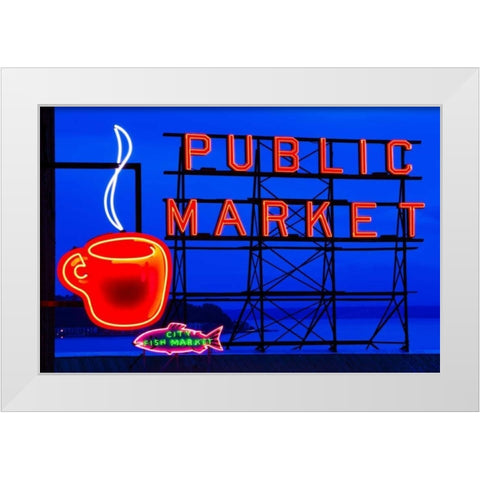 Public Market Sign I White Modern Wood Framed Art Print by Stefko, Bob