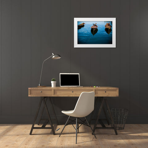 Fishing Boats II White Modern Wood Framed Art Print by Stefko, Bob