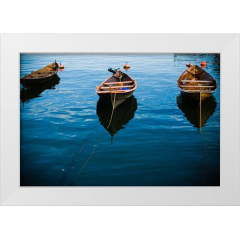 Fishing Boats II White Modern Wood Framed Art Print by Stefko, Bob