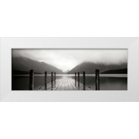 Serene Dock BW I White Modern Wood Framed Art Print by Stefko, Bob