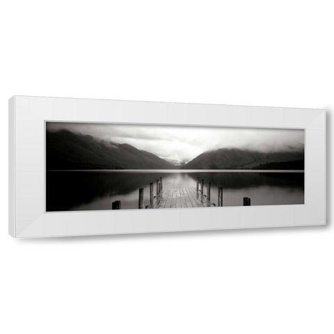 Serene Dock BW II White Modern Wood Framed Art Print by Stefko, Bob