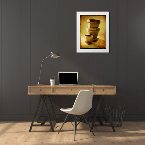 Terracotta Pots II White Modern Wood Framed Art Print by Stefko, Bob