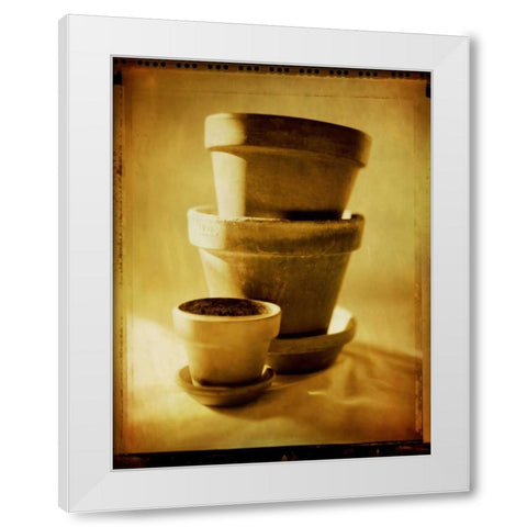 Terracotta Pots II White Modern Wood Framed Art Print by Stefko, Bob