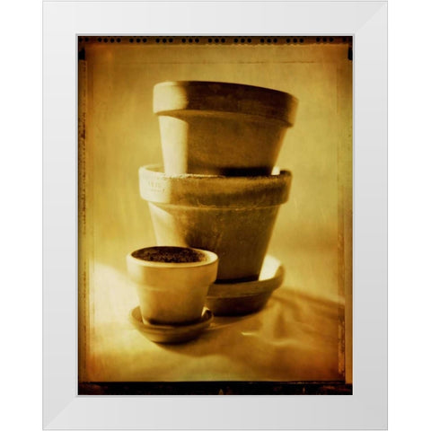 Terracotta Pots II White Modern Wood Framed Art Print by Stefko, Bob