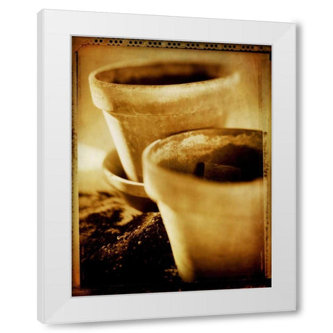 Terracotta Pots III White Modern Wood Framed Art Print by Stefko, Bob