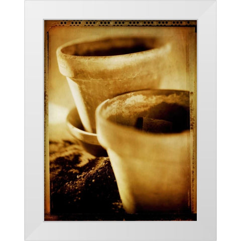 Terracotta Pots III White Modern Wood Framed Art Print by Stefko, Bob