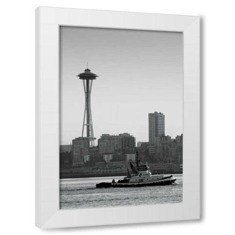 BW Space Needle IV White Modern Wood Framed Art Print by Stefko, Bob