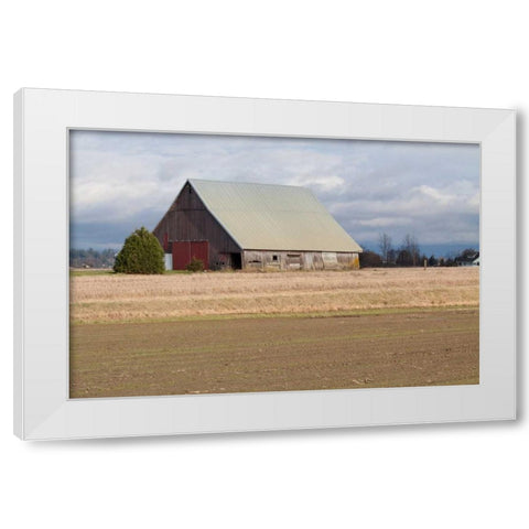 Red Door Barn White Modern Wood Framed Art Print by Styber, Dana
