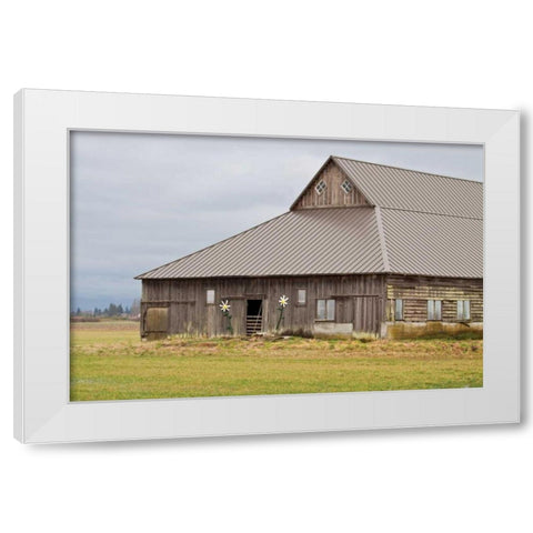 Grey Flower Barn White Modern Wood Framed Art Print by Styber, Dana