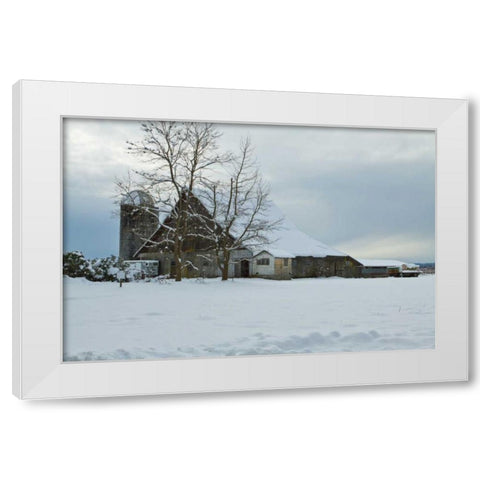 Winter Farm White Modern Wood Framed Art Print by Styber, Dana
