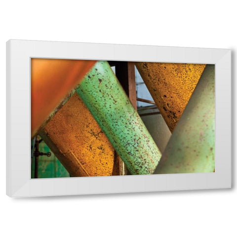 Split Decision White Modern Wood Framed Art Print by Styber, Dana