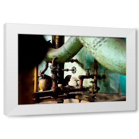 Pipe Junction White Modern Wood Framed Art Print by Styber, Dana