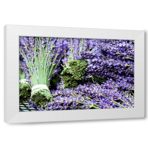 Lavender Bunches I White Modern Wood Framed Art Print by Styber, Dana