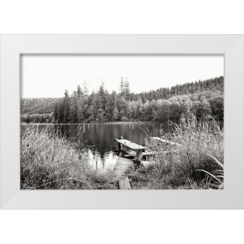 Baker Lake Dock White Modern Wood Framed Art Print by Styber, Dana