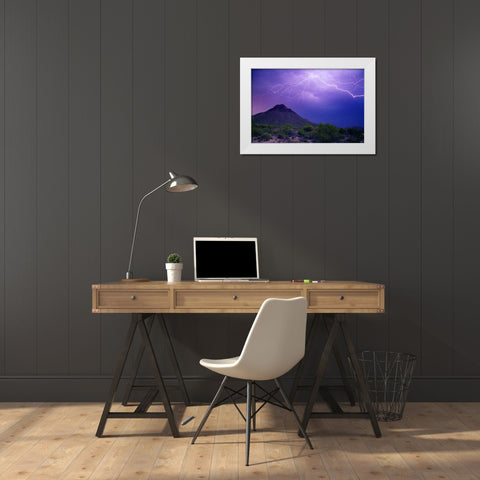 Mountain Lightning White Modern Wood Framed Art Print by Taylor, Douglas