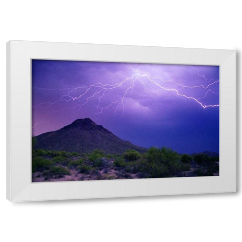 Mountain Lightning White Modern Wood Framed Art Print by Taylor, Douglas