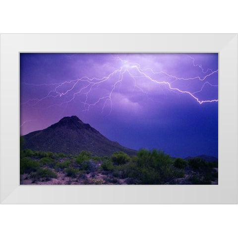 Mountain Lightning White Modern Wood Framed Art Print by Taylor, Douglas