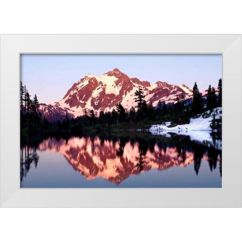 Mt. Shuksan Sunset White Modern Wood Framed Art Print by Taylor, Douglas