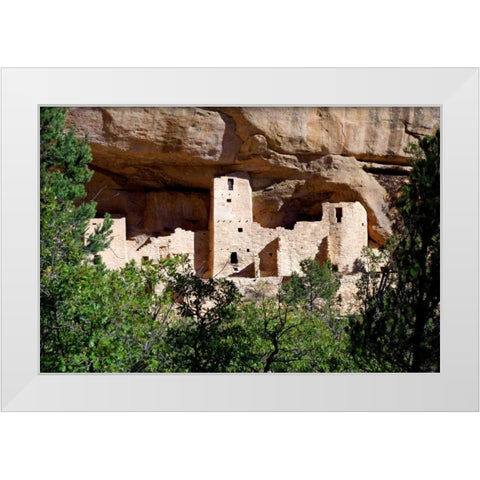 Cliff Dwelling At Mesa Verde White Modern Wood Framed Art Print by Taylor, Douglas