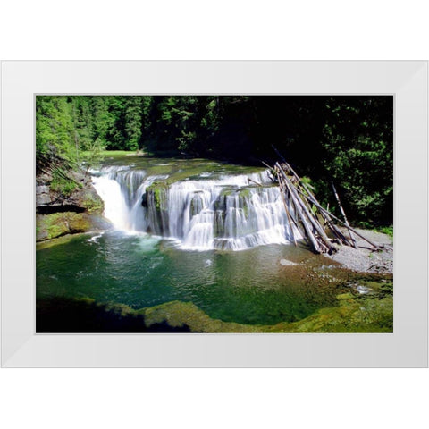 Lewis River Lower Falls White Modern Wood Framed Art Print by Taylor, Douglas