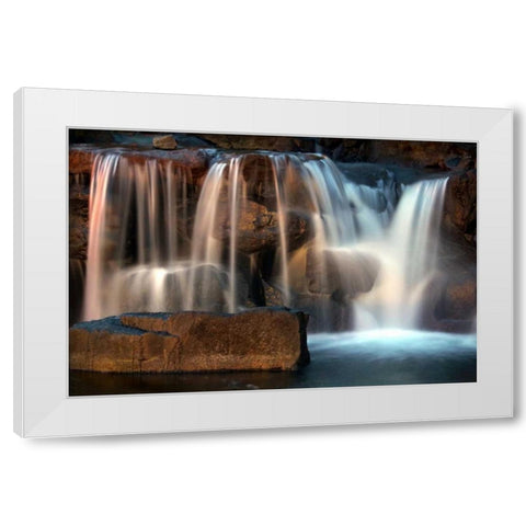 Sunset Waterfall I White Modern Wood Framed Art Print by Taylor, Douglas