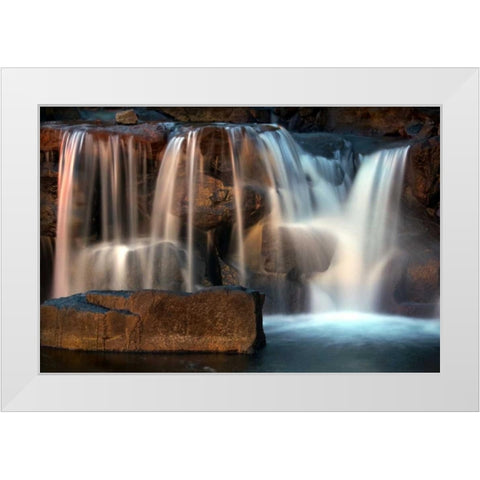 Sunset Waterfall I White Modern Wood Framed Art Print by Taylor, Douglas