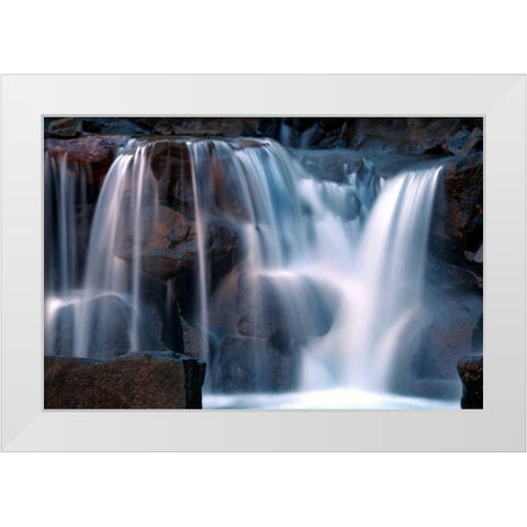 Waterfall at Dusk White Modern Wood Framed Art Print by Taylor, Douglas