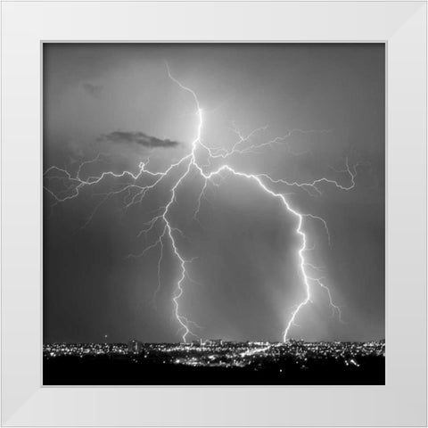 Urban Lightning I BW White Modern Wood Framed Art Print by Taylor, Douglas