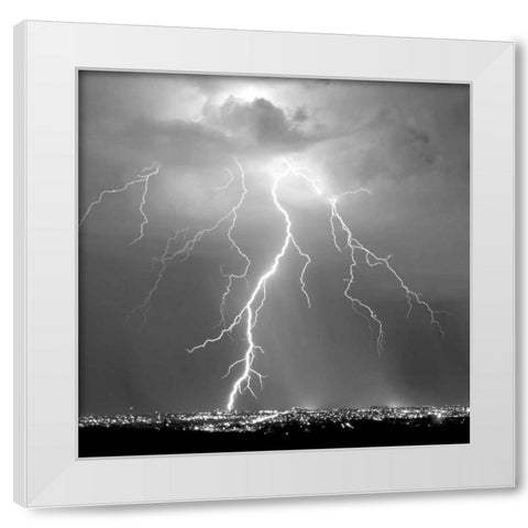Urban Lightning II BW White Modern Wood Framed Art Print by Taylor, Douglas