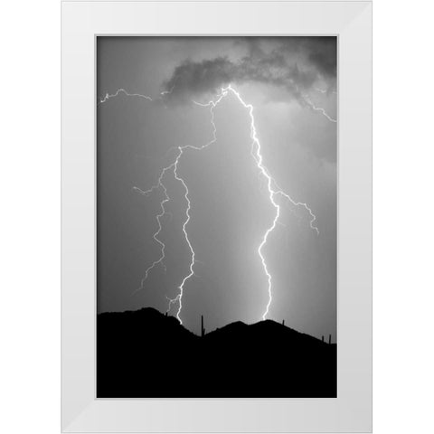 Summer Lightning BW White Modern Wood Framed Art Print by Taylor, Douglas