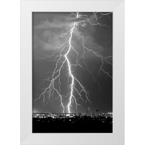 Lightning Portrait BW White Modern Wood Framed Art Print by Taylor, Douglas