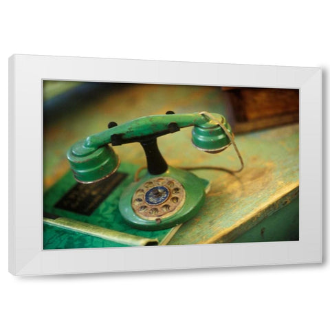 Vintage Phone I White Modern Wood Framed Art Print by Clayton-Thompson, Philip