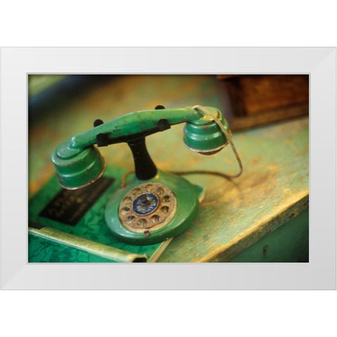 Vintage Phone I White Modern Wood Framed Art Print by Clayton-Thompson, Philip
