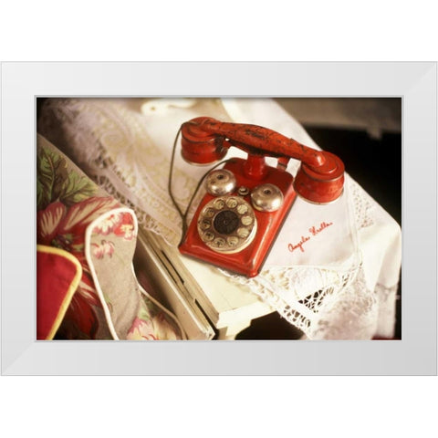 Vintage Phone II White Modern Wood Framed Art Print by Clayton-Thompson, Philip