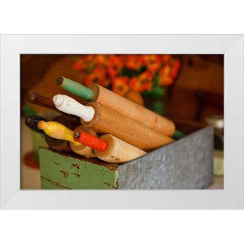 Rolling Pins II White Modern Wood Framed Art Print by Clayton-Thompson, Philip