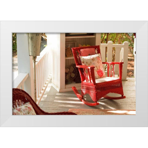 Rocker on the Porch IV White Modern Wood Framed Art Print by Clayton-Thompson, Philip
