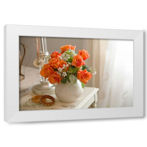 Orange Roses II White Modern Wood Framed Art Print by Clayton-Thompson, Philip