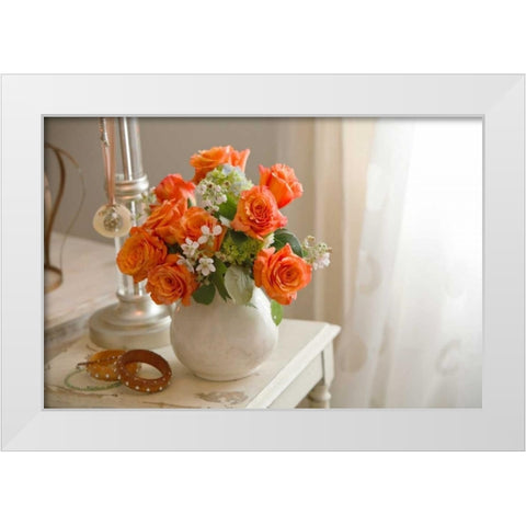 Orange Roses II White Modern Wood Framed Art Print by Clayton-Thompson, Philip